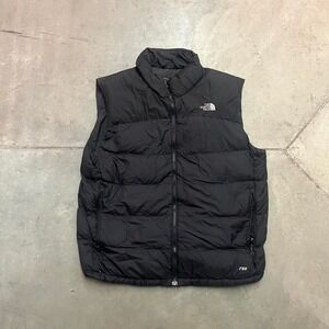 Y2K The North‎ Face 700 Mens Goose Down Puffer Vest Black Large Mock Neck
